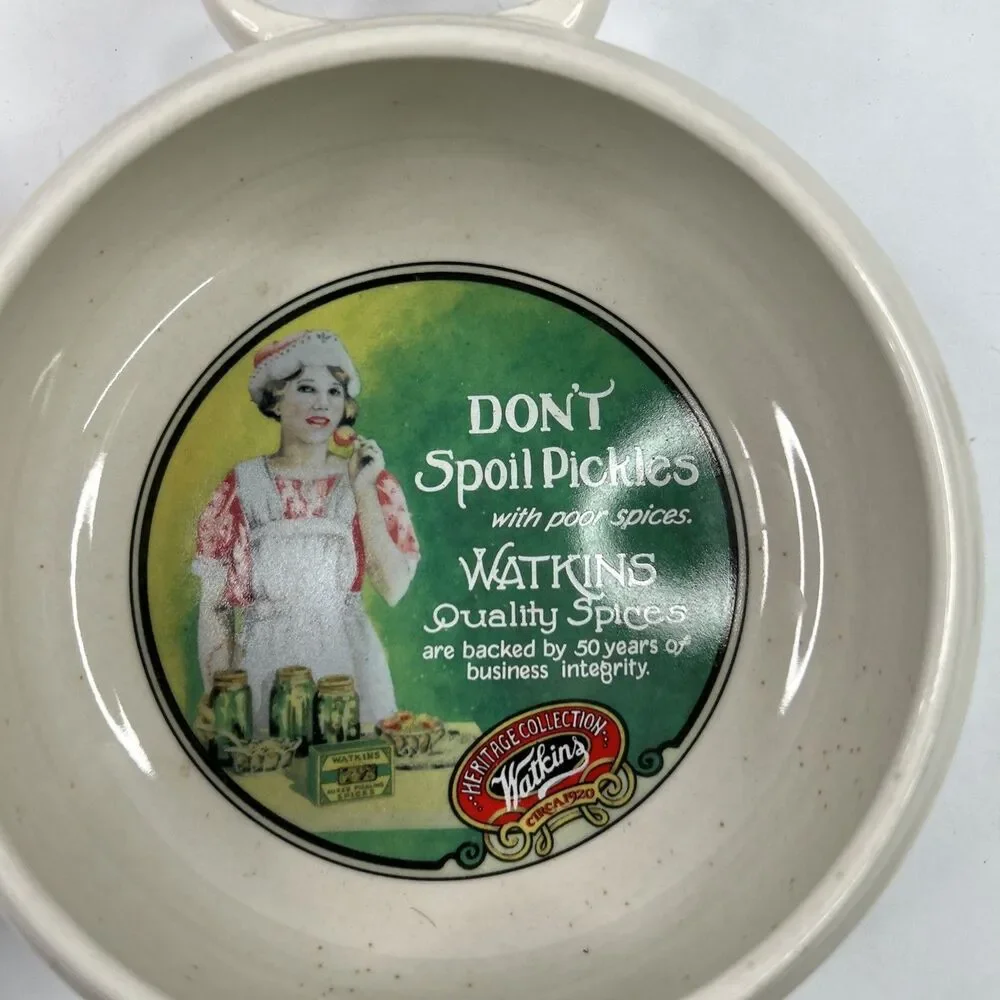 Vintage 1992 Watkins Heritage Collection Ceramic Handled Soup Bowls Set of 4